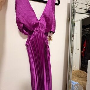Vibrant Purple Pleated Dress